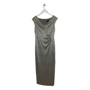 CONNECTED APPAREL Stone Metallic Side Slit Maxi Dress Petite Size 8P NWT $89